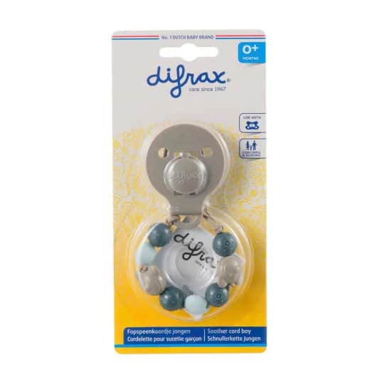 Attache sucettes perles /bleu