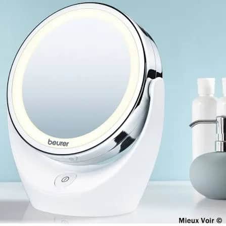 BS49 Miroir cosmétique éclairé grossissement x5