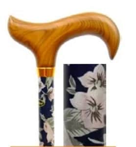 Canne Réglable Alu Fleurs Bleues