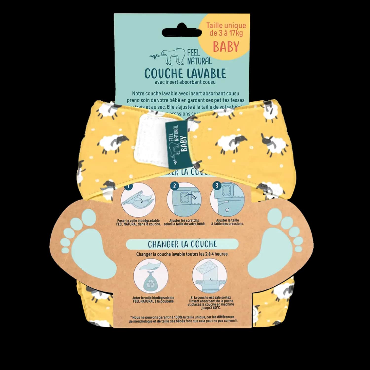 Couche bébé lavable modèle Gustave