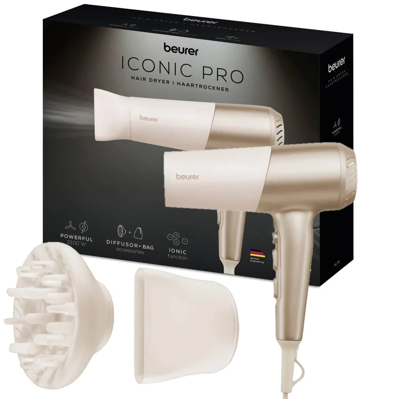 HC70 Sèche Cheveux Buse coiffage Diffuseur Champagne
