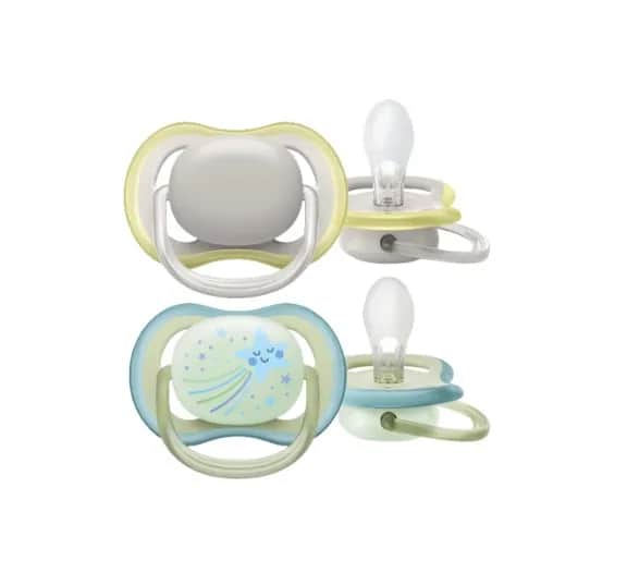 Sucettes Ultra Air 0-6 mois x2 Jour et Nuit (Gris/Etoile)