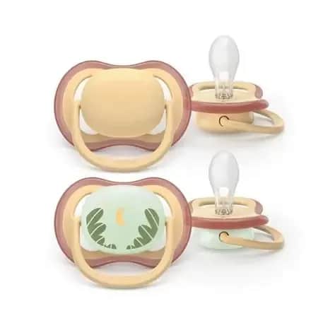 Sucettes Ultra Air Jour/Nuit 0-6 mois x2 (Beige)