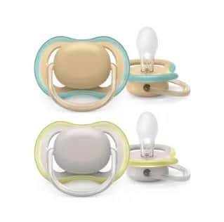 Sucettes Ultra Air Mixte 0-6 mois x2 (Beige/Gris)