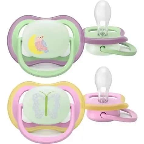 Sucettes Ultra Air Nuit 6-18 mois x2 (Oiseau/Papillon)