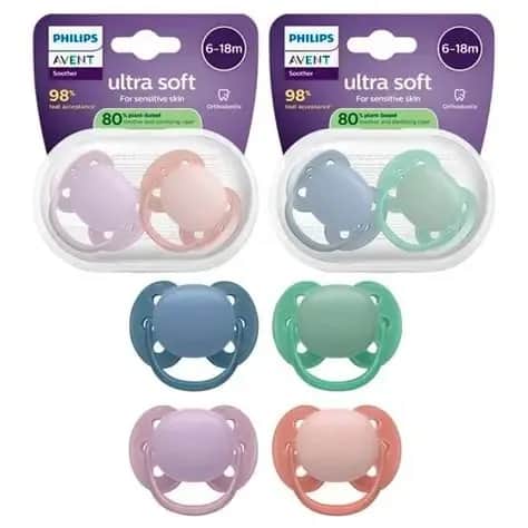 Sucettes Ultra Douce 6-18 mois x2 (Bleu/Vert/Mauve/Marron)