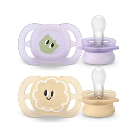 Sucettes Ultra Start 0-2 mois x2 (Mauve / Beige)