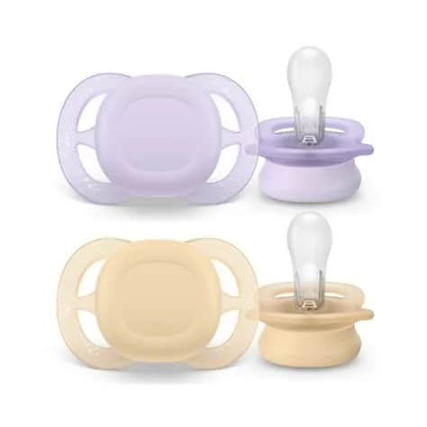 Sucettes Ultra Start 0-2 mois x2 ( Violet pastel / Orange pastel )